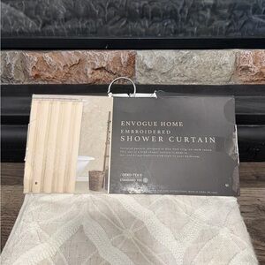 Envogue Cream Embroidered Shower Curtain